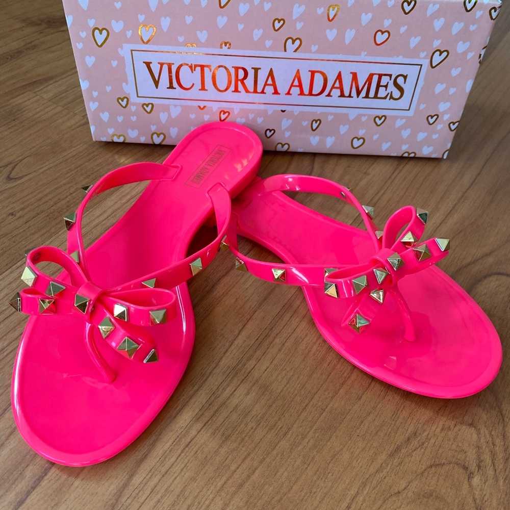 Neon pink, Valencia brand studded sandals